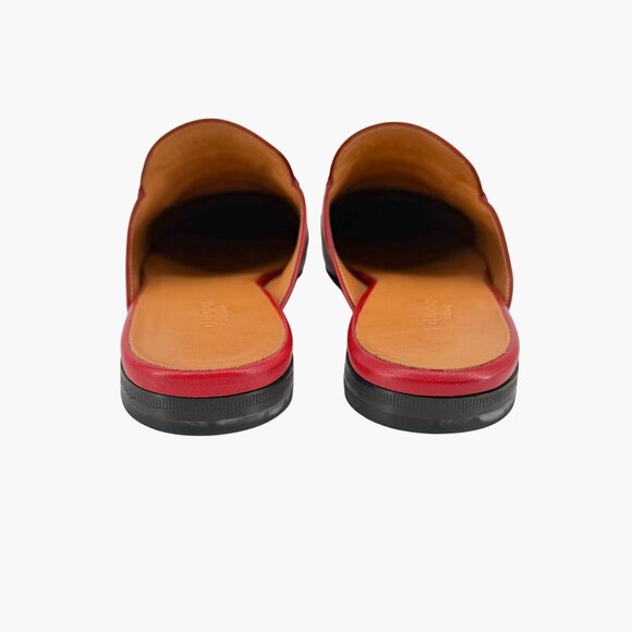 Gucci Princetown Red Leather Horsebit Loafer Mules Flat Shoes Size 39 US 9 Women - Picture 7 of 15